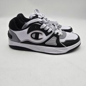 Champion Rezone Drillo Shoes Boys Size 9M White Black Leather Athletic Sneaker